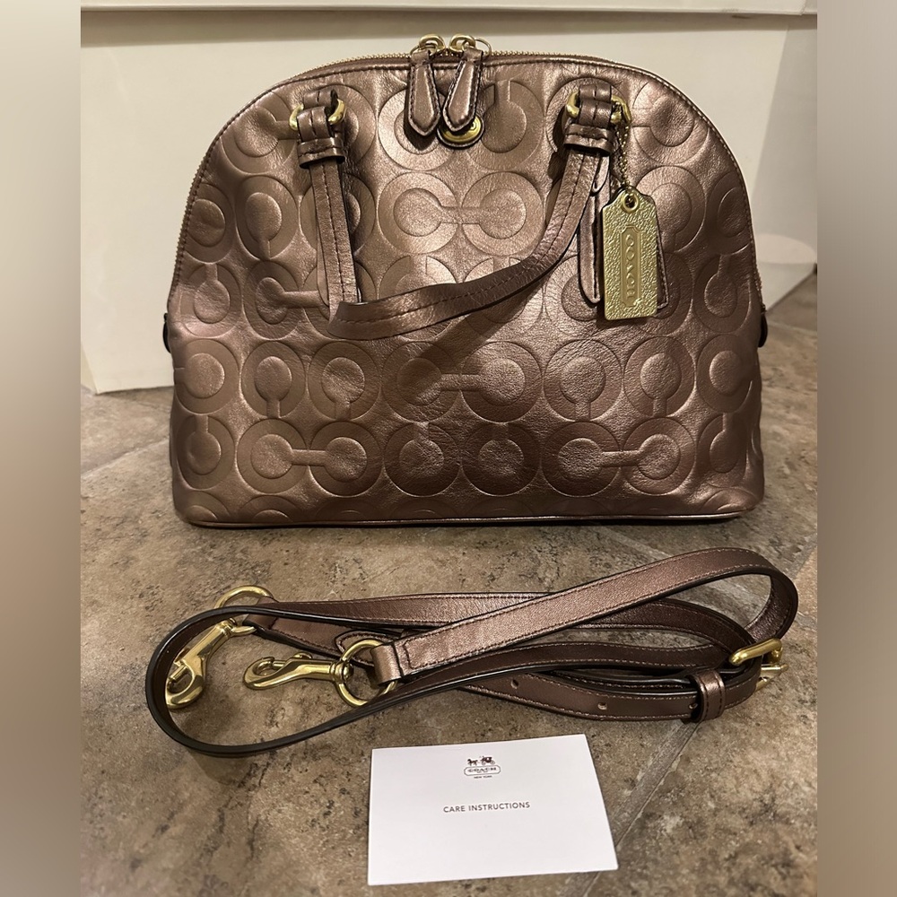 Bronze Coach Alma like bag satchel crossbody
